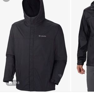 COLUMBIA BLACK NWOT HOODED ZIPPER FRONT RAIN TYPE JACKET size XL